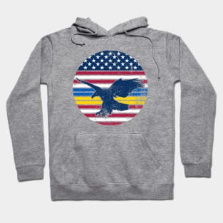 Ukraine and American Flag with Eagle Hoodie